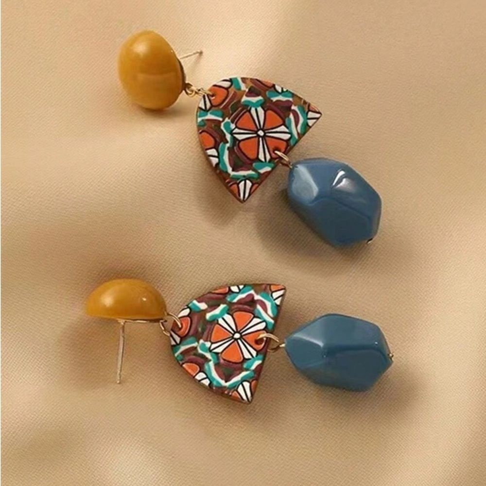 Colorful Geometric Earrings N1497 - Picture 2 of 3